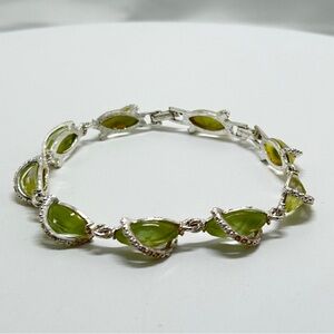 Avon, Vintage, Silver And Pale Green Crystal Bracelet
